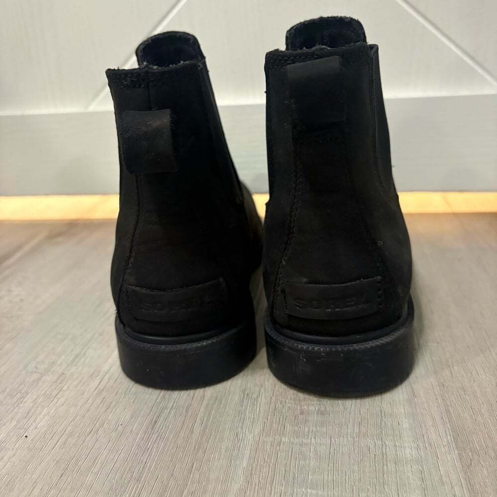 SOREL Ainsley Chelsea Black Waterproof Leather Ankle Winter Boot Size 6 Women's - Picture 3 of 8